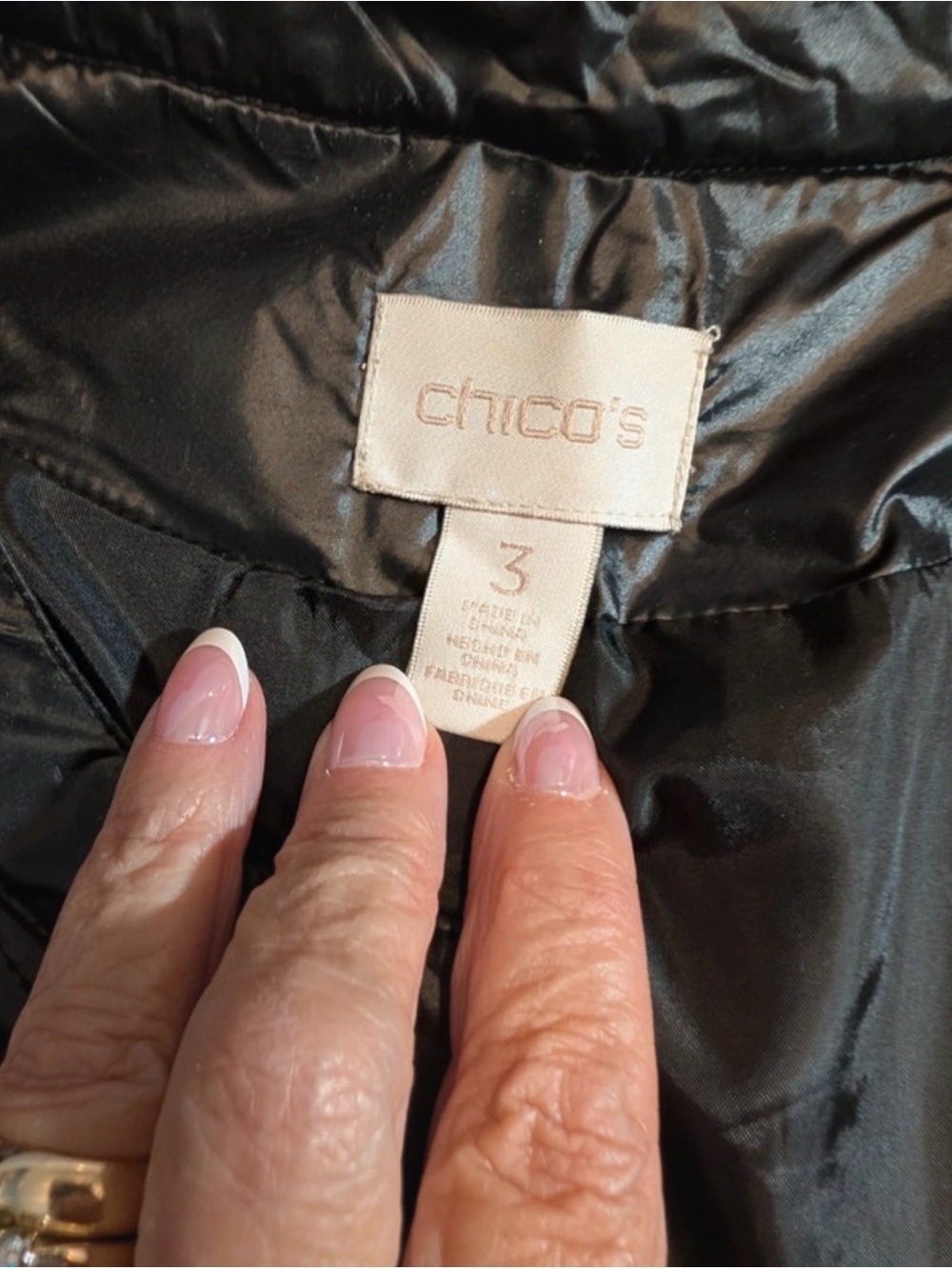 Chico's Black Quilted Jacket with Gold Buttons - Picture 7 of 9